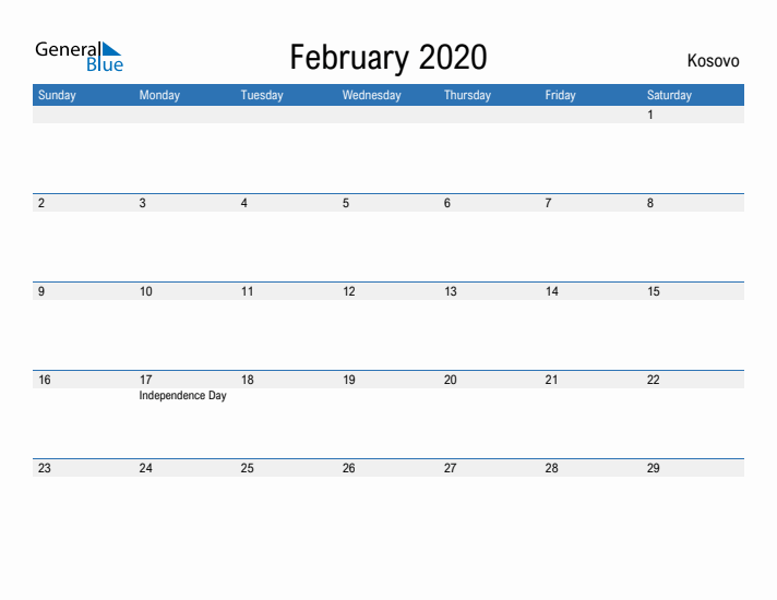 Fillable February 2020 Calendar