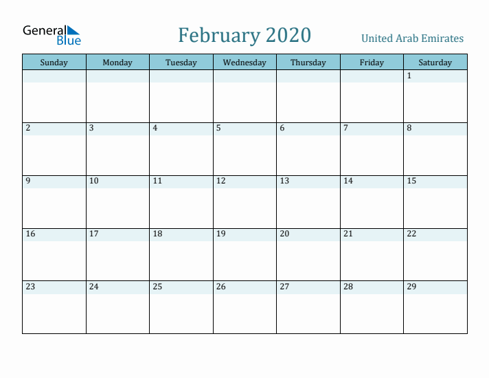 February 2020 Calendar with Holidays