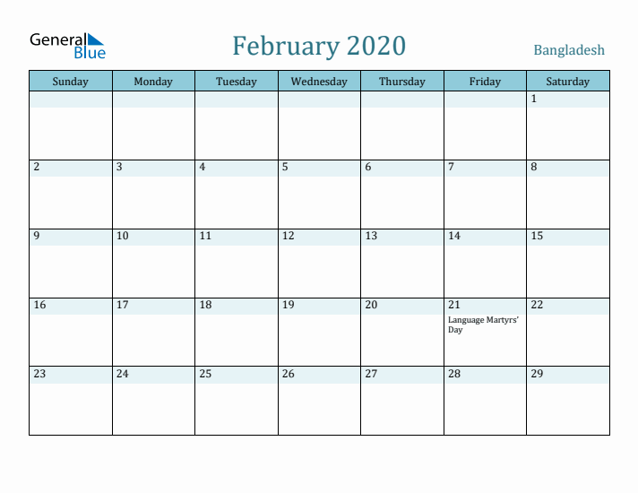 February 2020 Calendar with Holidays