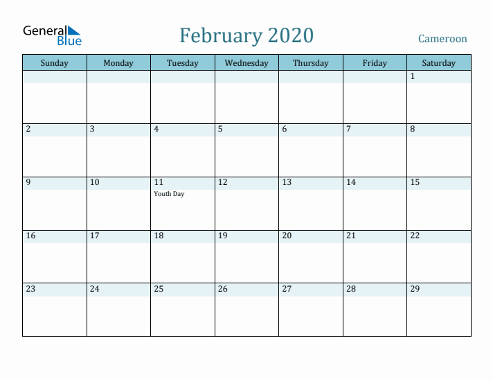 February 2020 Calendar with Holidays