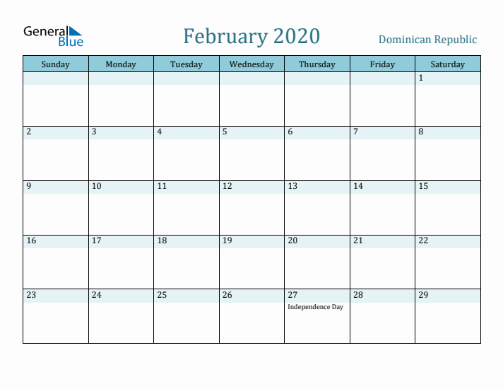 February 2020 Calendar with Holidays