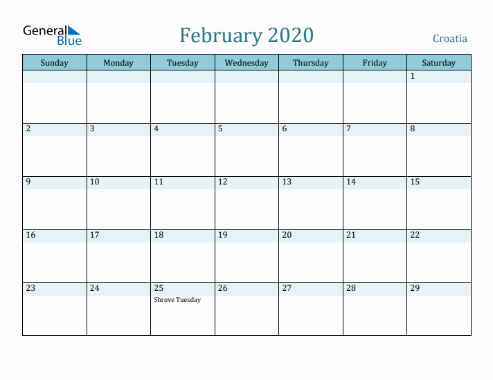 February 2020 Calendar with Holidays