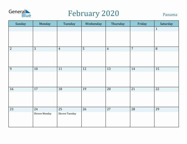 February 2020 Calendar with Holidays