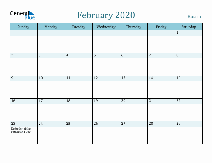 February 2020 Calendar with Holidays