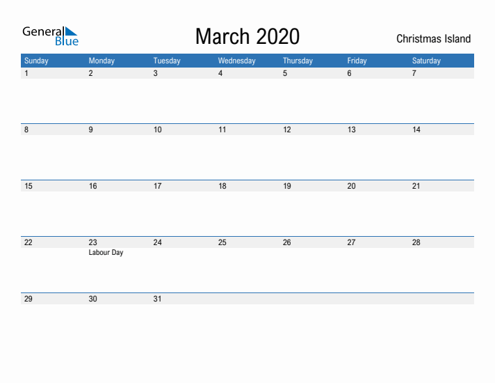 Fillable March 2020 Calendar