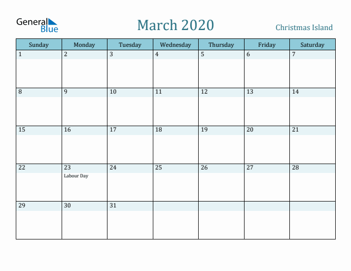 March 2020 Calendar with Holidays