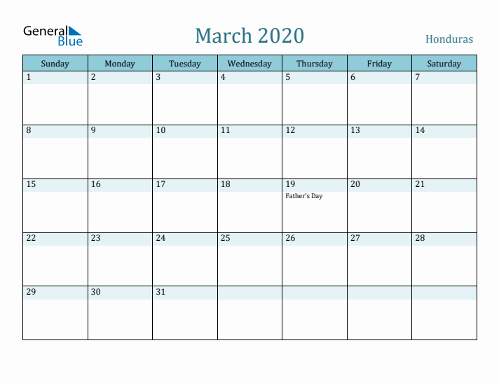 March 2020 Calendar with Holidays