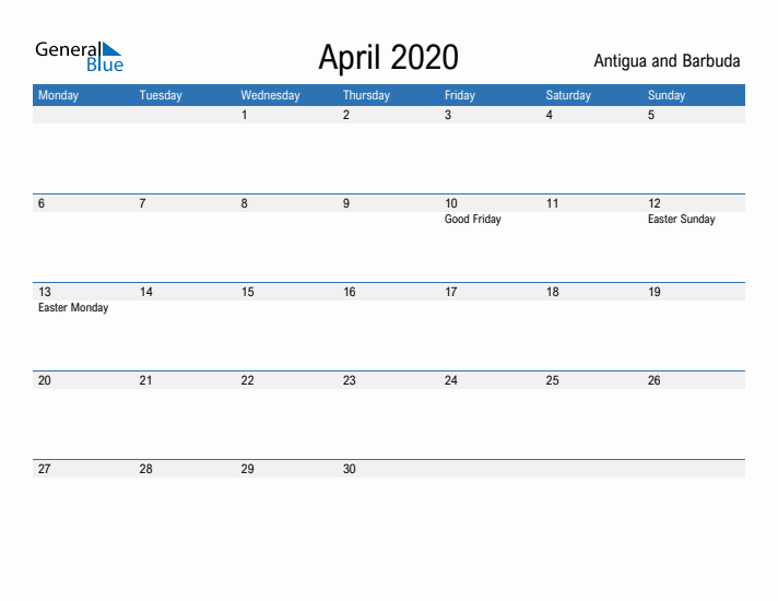 Fillable April 2020 Calendar