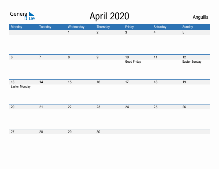 Fillable April 2020 Calendar