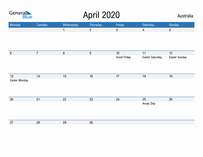 Fillable April 2020 Calendar