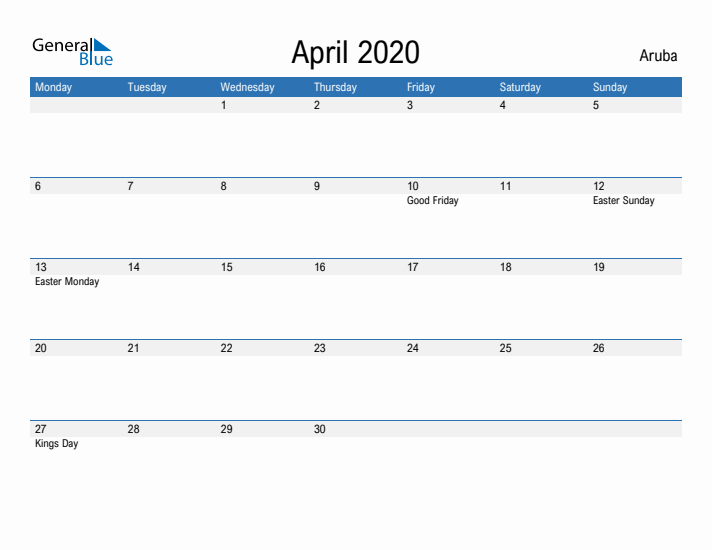 Fillable April 2020 Calendar