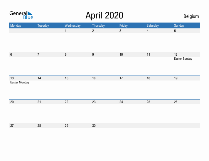 Fillable April 2020 Calendar