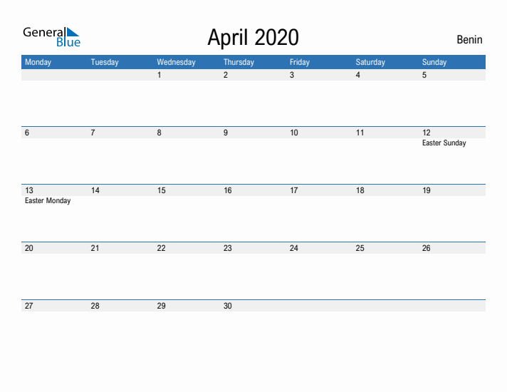 Fillable April 2020 Calendar