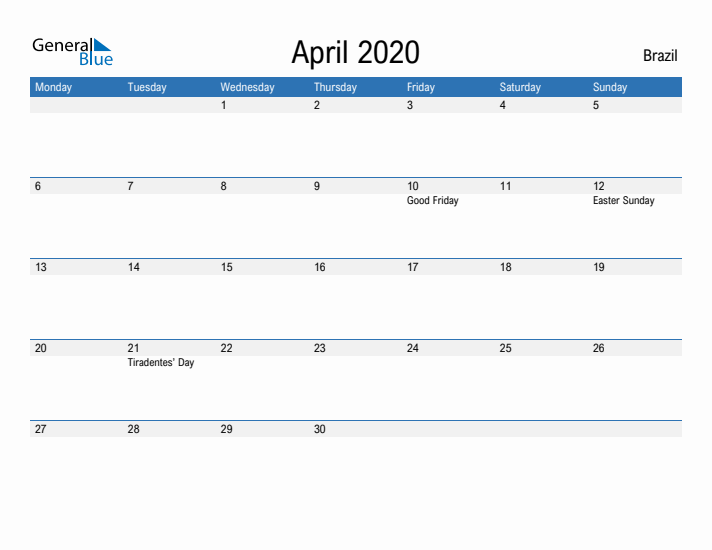 Fillable April 2020 Calendar