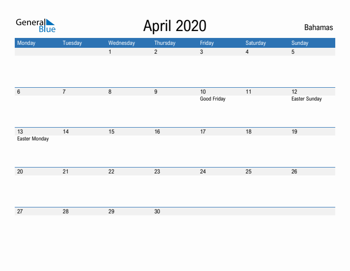 Fillable April 2020 Calendar