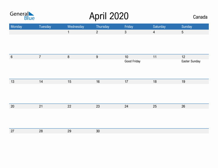 Fillable April 2020 Calendar