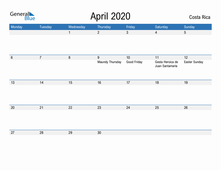 Fillable April 2020 Calendar