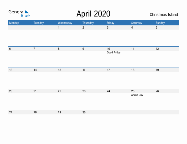 Fillable April 2020 Calendar