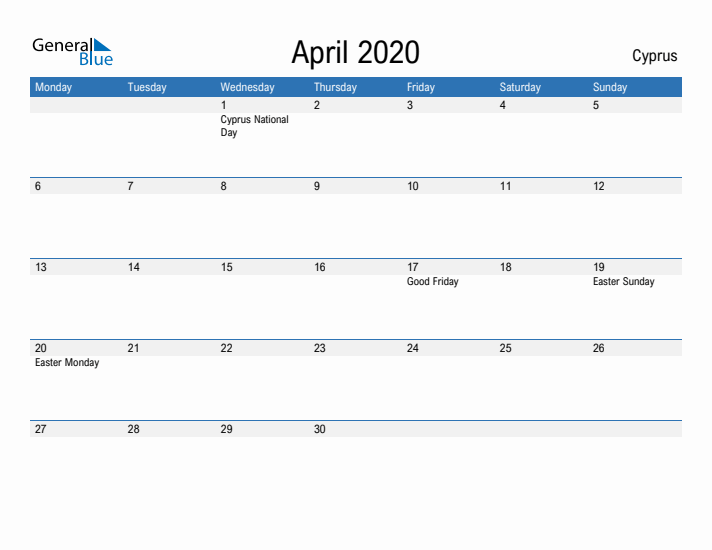 Fillable April 2020 Calendar