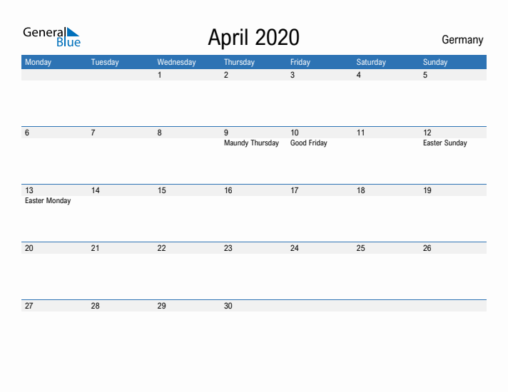 Fillable April 2020 Calendar