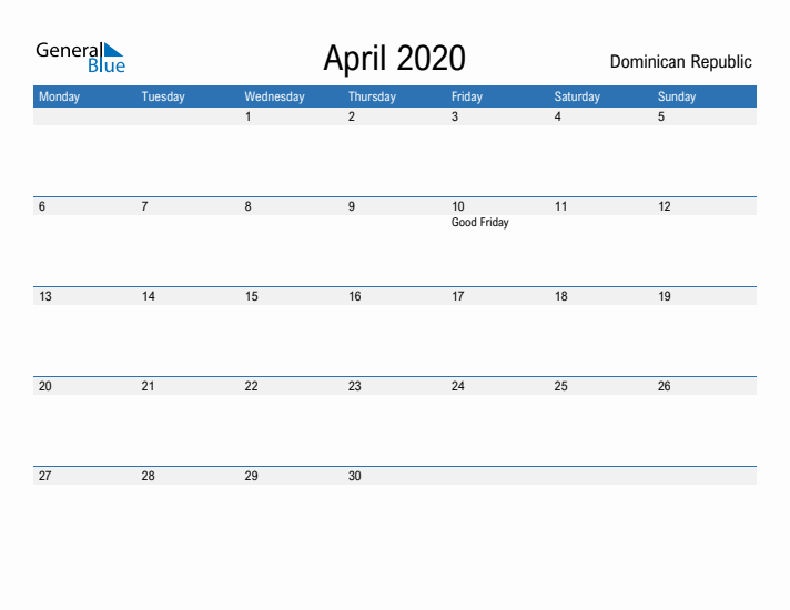 Fillable April 2020 Calendar