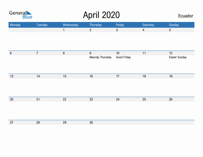 Fillable April 2020 Calendar