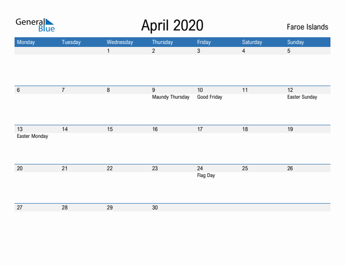 Fillable April 2020 Calendar