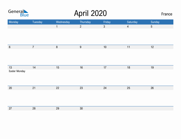 Fillable April 2020 Calendar