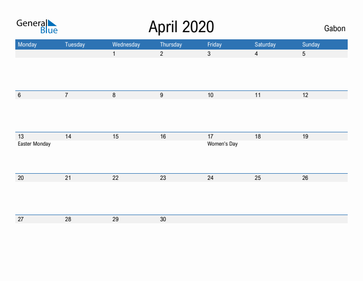 Fillable April 2020 Calendar