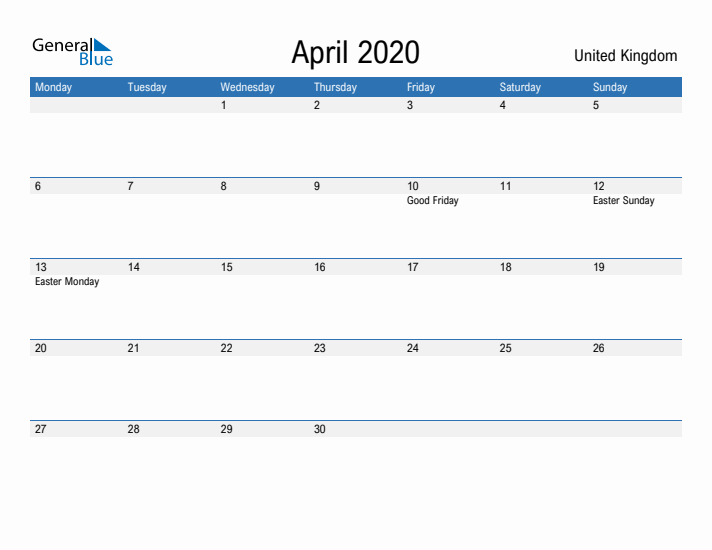 Fillable April 2020 Calendar