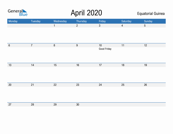 Fillable April 2020 Calendar