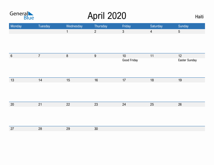 Fillable April 2020 Calendar