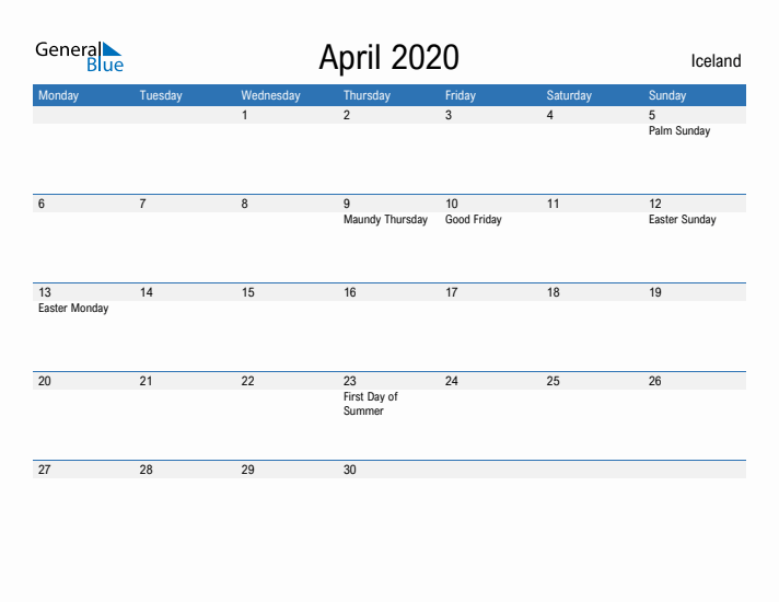 Fillable April 2020 Calendar