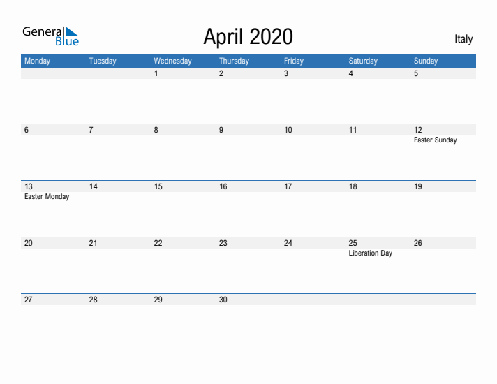 Fillable April 2020 Calendar