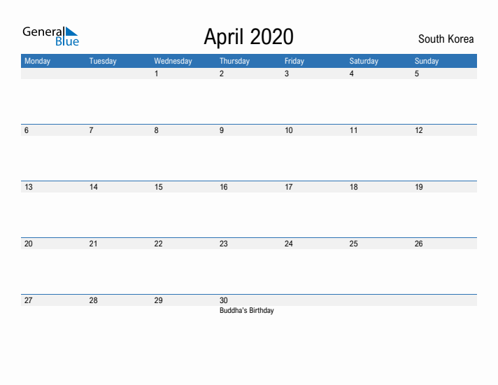 Fillable April 2020 Calendar