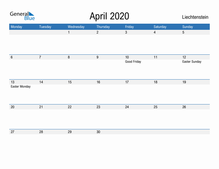 Fillable April 2020 Calendar