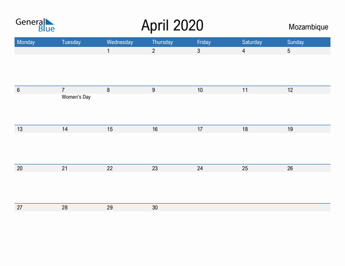 Fillable April 2020 Calendar