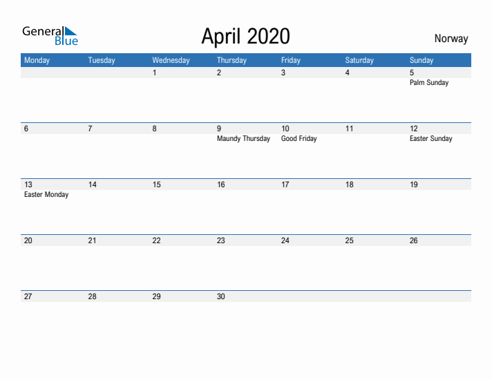 Fillable April 2020 Calendar