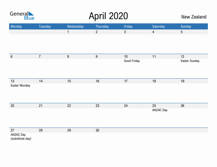 Fillable April 2020 Calendar