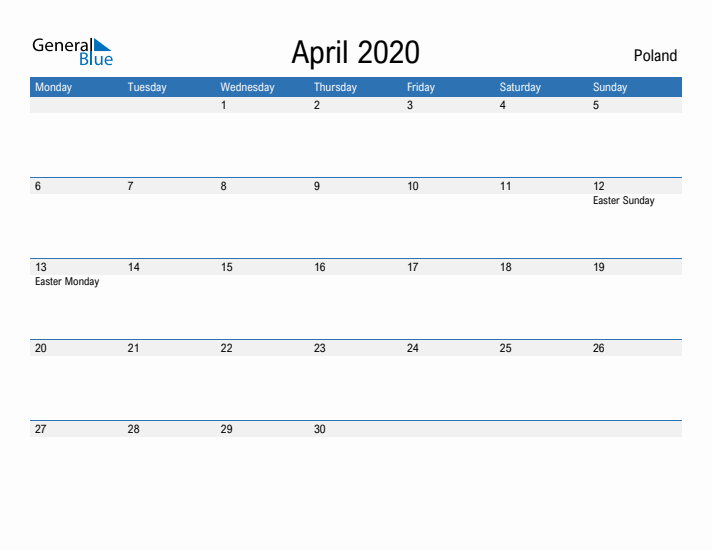 Fillable April 2020 Calendar