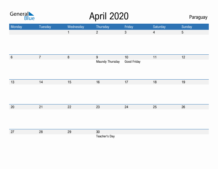 Fillable April 2020 Calendar