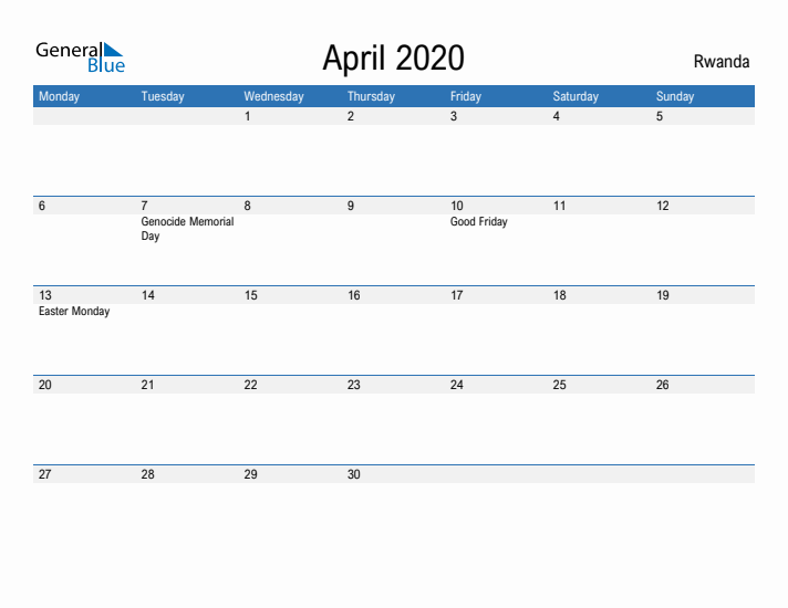 Fillable April 2020 Calendar