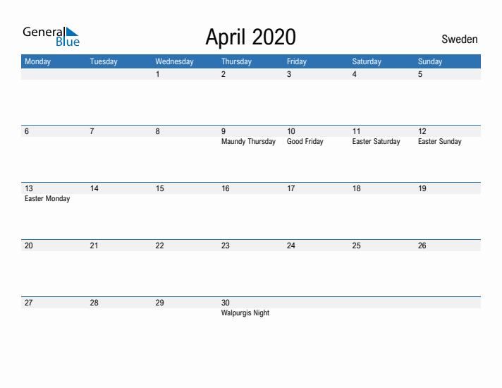 Fillable April 2020 Calendar