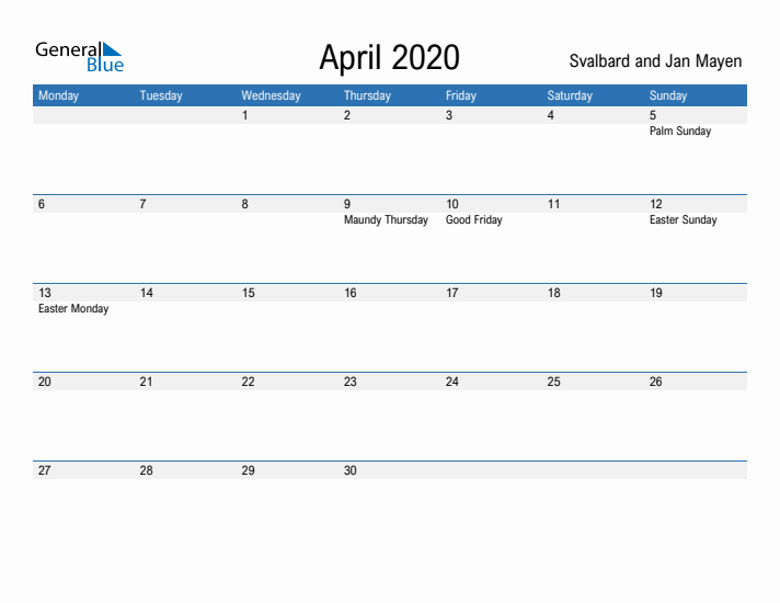 Fillable April 2020 Calendar