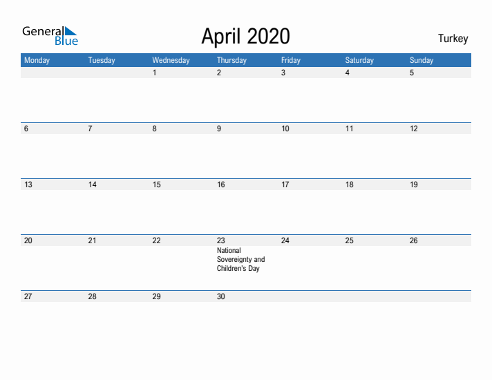 Fillable April 2020 Calendar