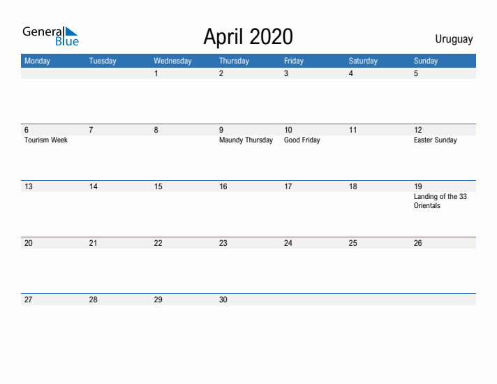 Fillable April 2020 Calendar