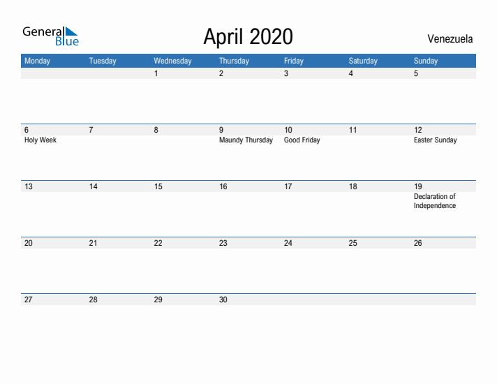 Fillable April 2020 Calendar