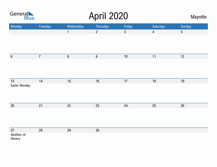 Fillable April 2020 Calendar