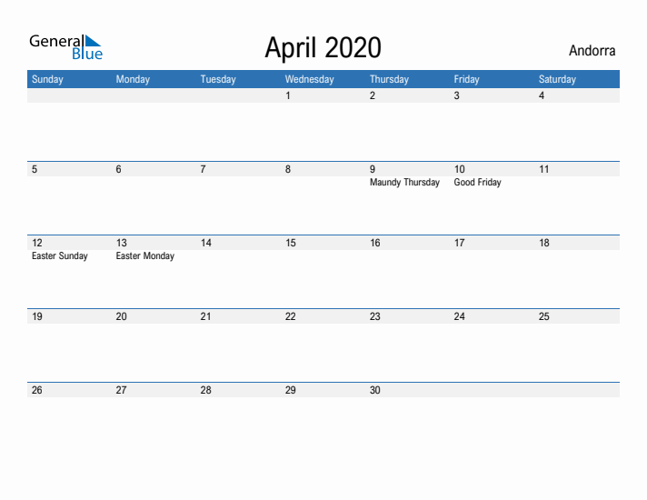 Fillable April 2020 Calendar