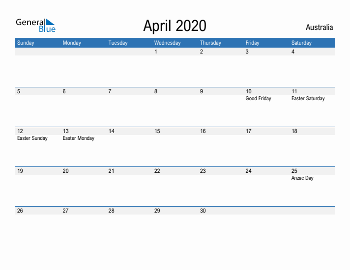 Fillable April 2020 Calendar